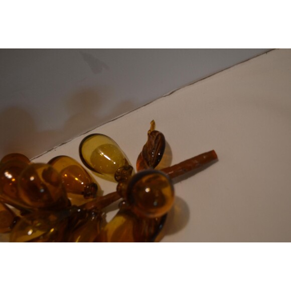 Glass Grapes 1970s Golden Amber Cluster - Picture 2 of 5